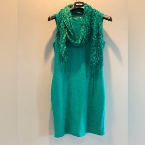 Calvin Klein Green Mini Dress with Scarf
